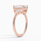 18K Solid Gold Violet Emerald Accent Lab Diamond Ring