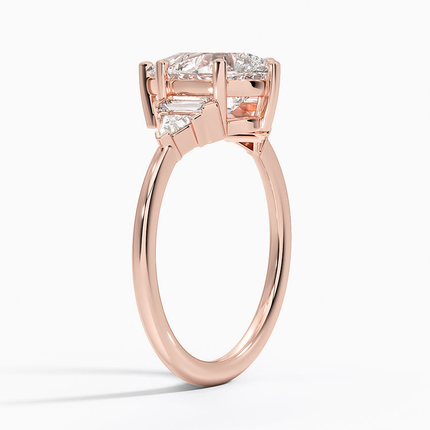 18K Solid Gold Violet Pear Accent Lab Diamond Ring