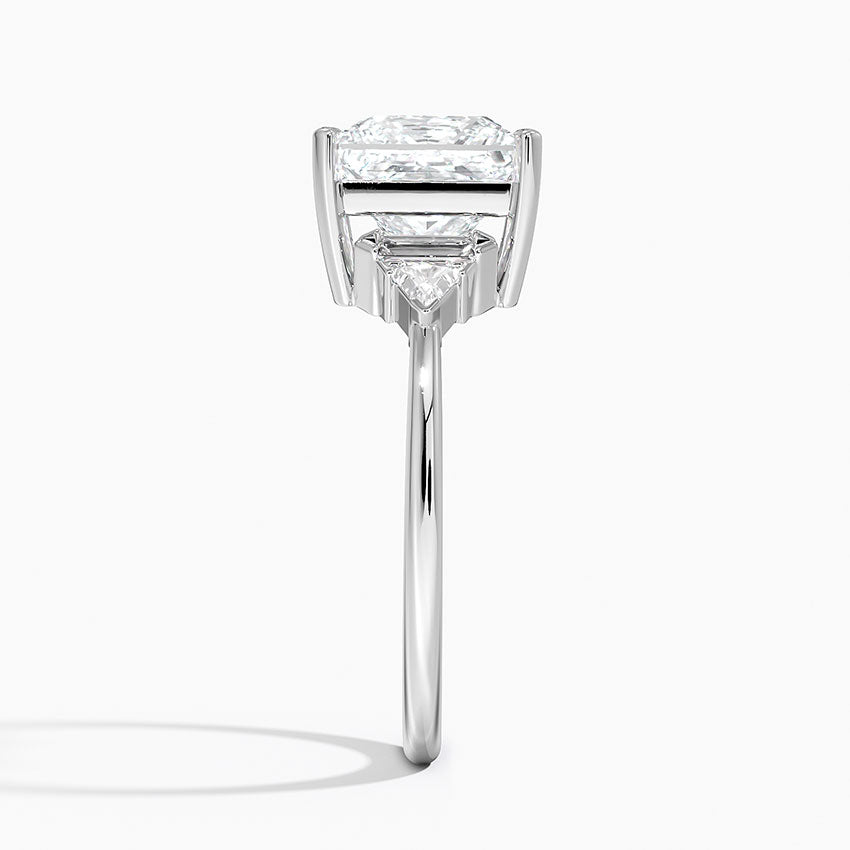 Violet Accents (Baguette and Trillion Side Stones) Lab Diamond Ring in 18K Gold - Princess