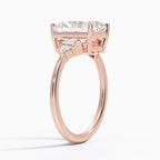 18K Solid Gold Violet Radiant Accent Lab Diamond Ring