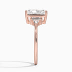 18K Solid Gold Violet Radiant Accent Lab Diamond Ring
