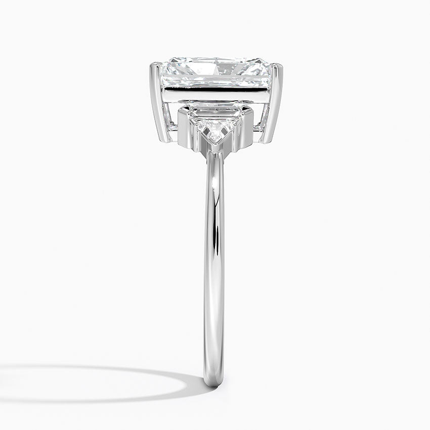 Violet Accents (Baguette and Trillion Side Stones) Lab Diamond Ring in 18K Gold - Radiant