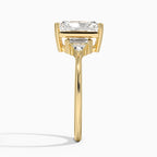 18K Solid Gold Violet Radiant Accent Lab Diamond Ring