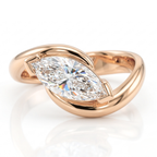 18K Solid Gold Velora Eye Marquise Solitaire Ring Set