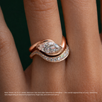 18K Solid Gold Velora Eye Marquise Solitaire Ring Set