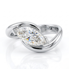 18K Solid Gold Velora Eye Marquise Solitaire Ring Set