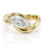 18K Solid Gold Velora Eye Marquise Solitaire Ring Set