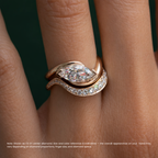 18K Solid Gold Velora Eye Marquise Solitaire Ring Set