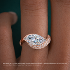 18K Solid Gold Velora Eye Marquise Pavé Lab Diamond Ring