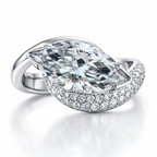 18K Solid Gold Velora Eye Marquise Pavé Lab Diamond Ring