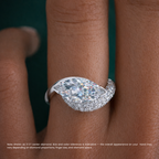 18K Solid Gold Velora Eye Marquise Pavé Lab Diamond Ring