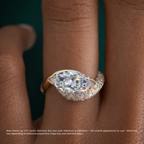 18K Solid Gold Velora Eye Marquise Pavé Lab Diamond Ring