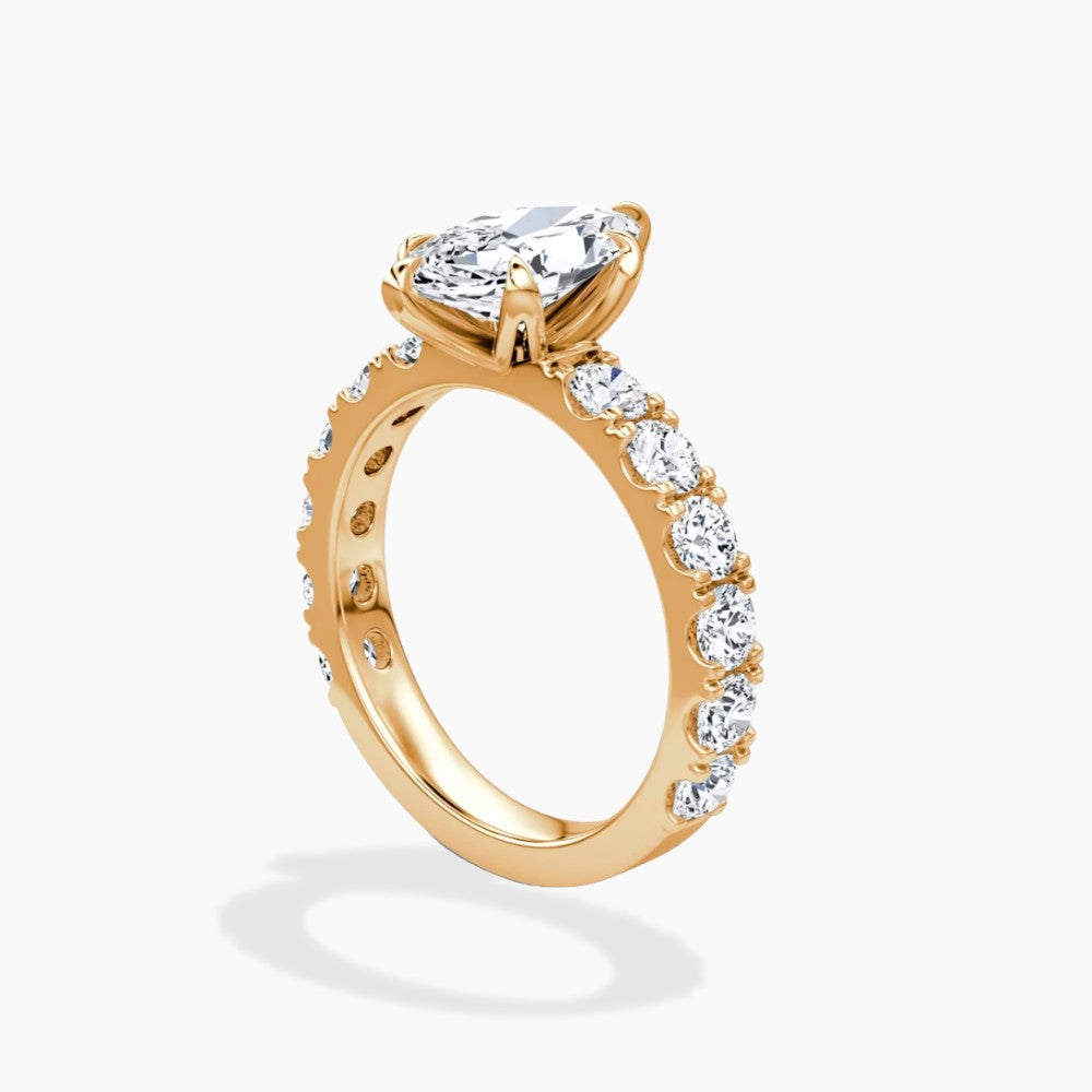 18K Solid Gold Venera Marquise Lab Diamond 0.5 Carat Ring Set