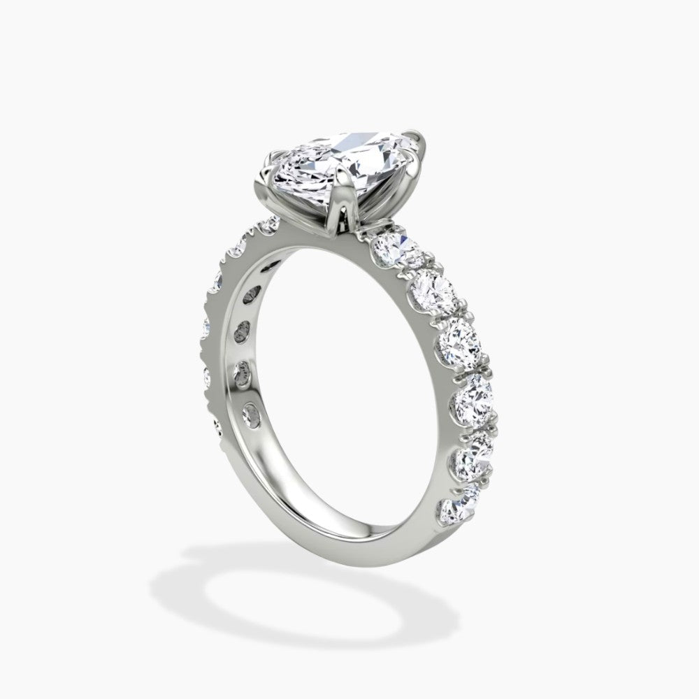 18K Solid Gold Venera Marquise Lab Diamond 0.5 Carat Ring Set