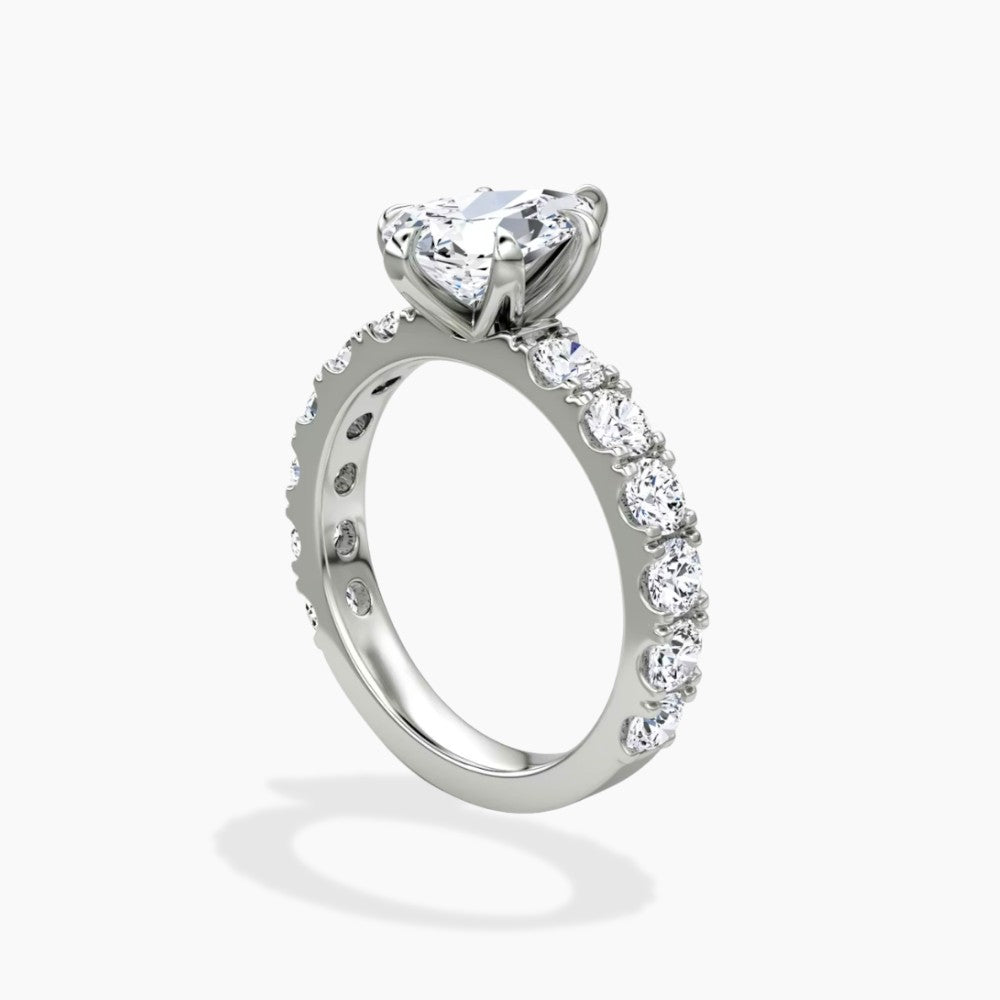Pear Cut Shared-Prong Diamond Engagement Ring in Solid Gold⁠