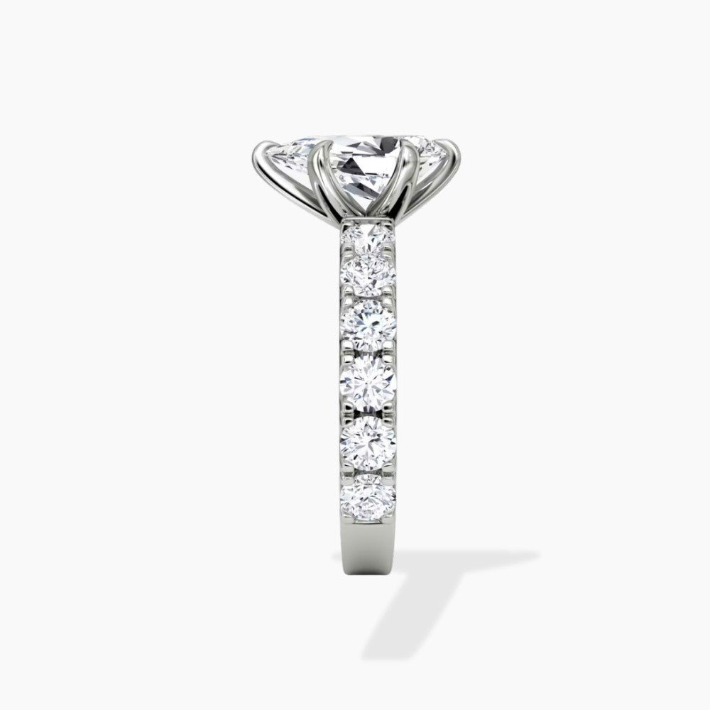 Pear Cut Shared-Prong Diamond Engagement Ring in Solid Gold⁠