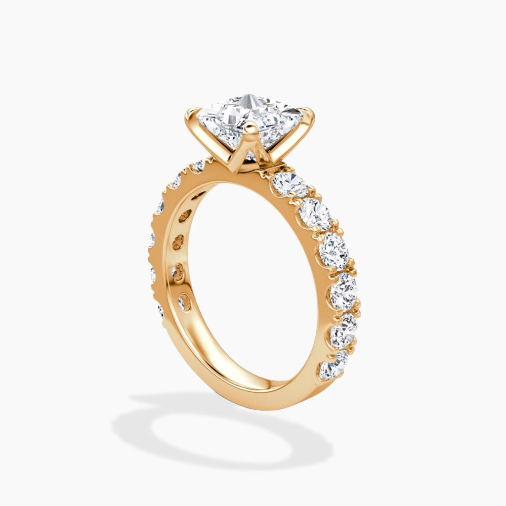 18K Solid Gold Venera Princess Lab Diamond 0.5 Carat Ring Set