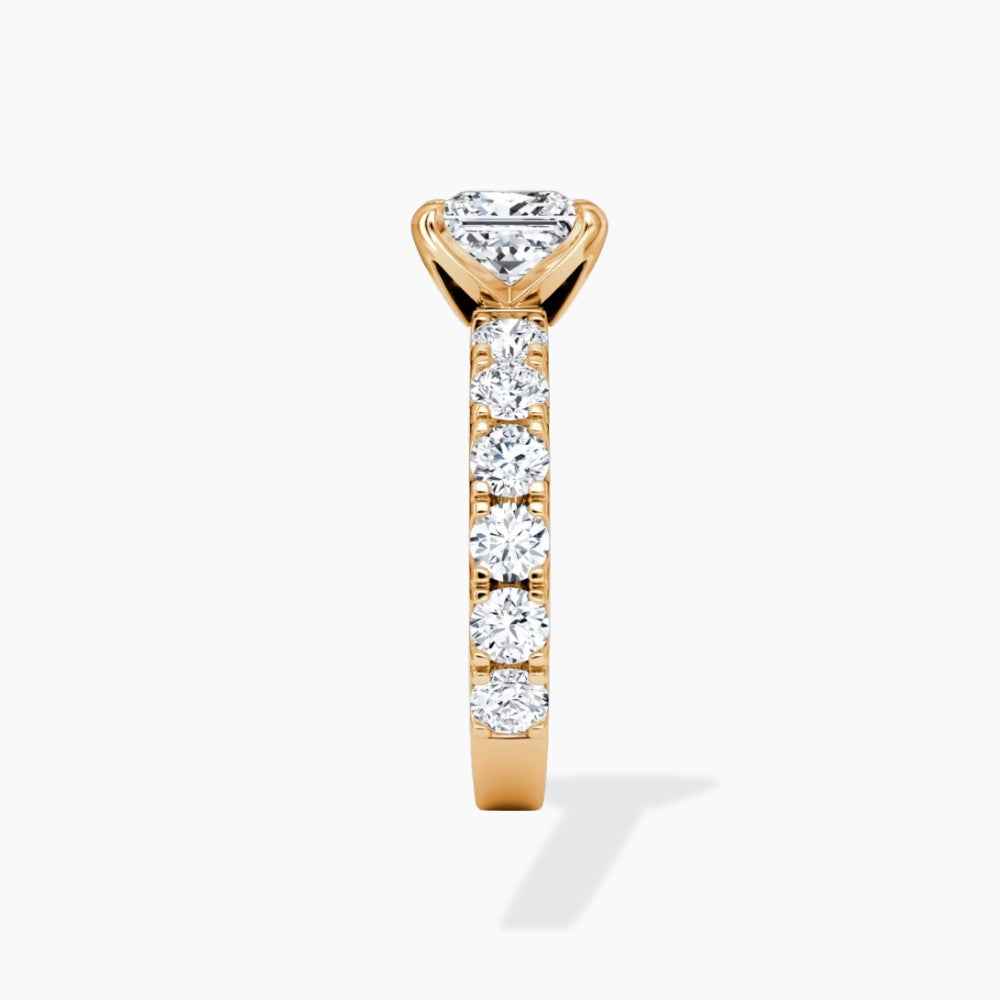 18K Solid Gold Venera Princess Lab Diamond 0.5 Carat Ring Set