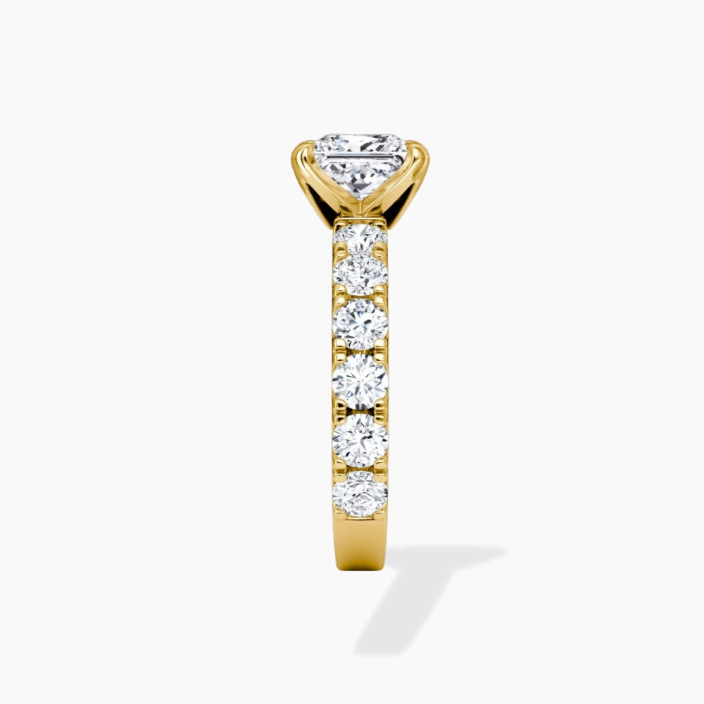 18K Solid Gold Venera Princess Lab Diamond 0.5 Carat Ring Set