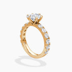 Radiant Cut Solitaire with Round Diamond Eternity Band Engagement Ring in Solid Gold⁠