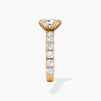 Radiant Cut Solitaire with Round Diamond Eternity Band Engagement Ring in Solid Gold⁠