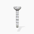 Radiant Cut Solitaire with Round Diamond Eternity Band Engagement Ring in Solid Gold⁠