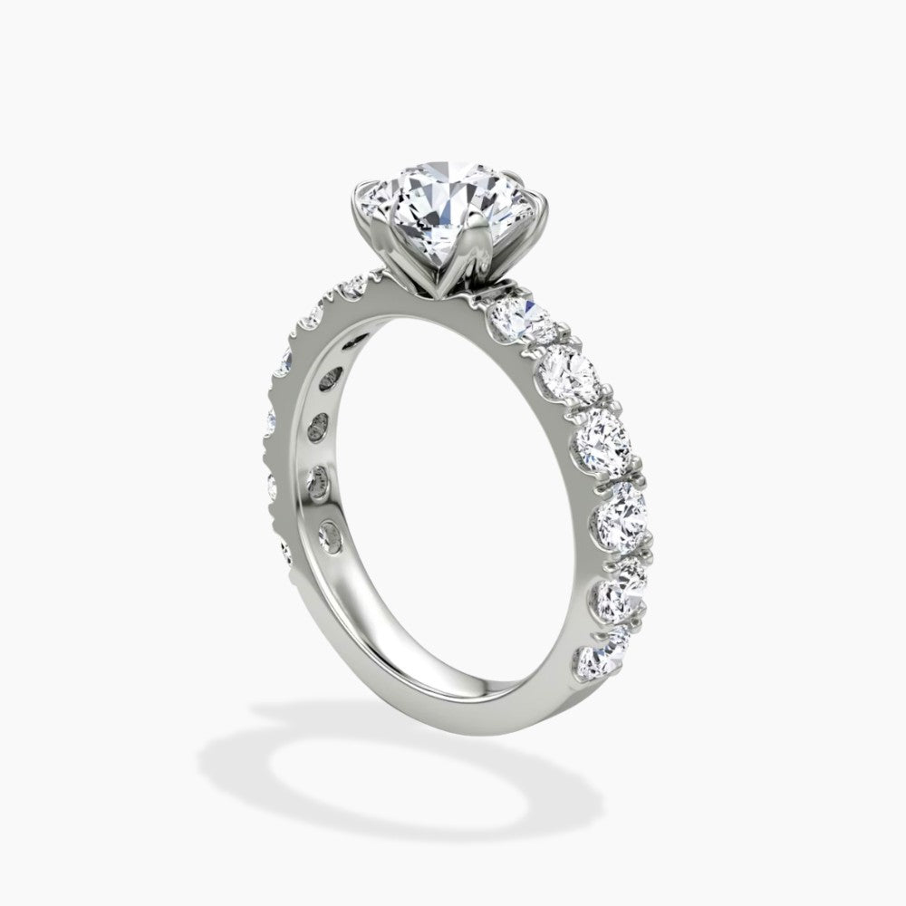 ⁠Round Cut Eternity Band Solitaire Engagement Ring in Solid Gold⁠