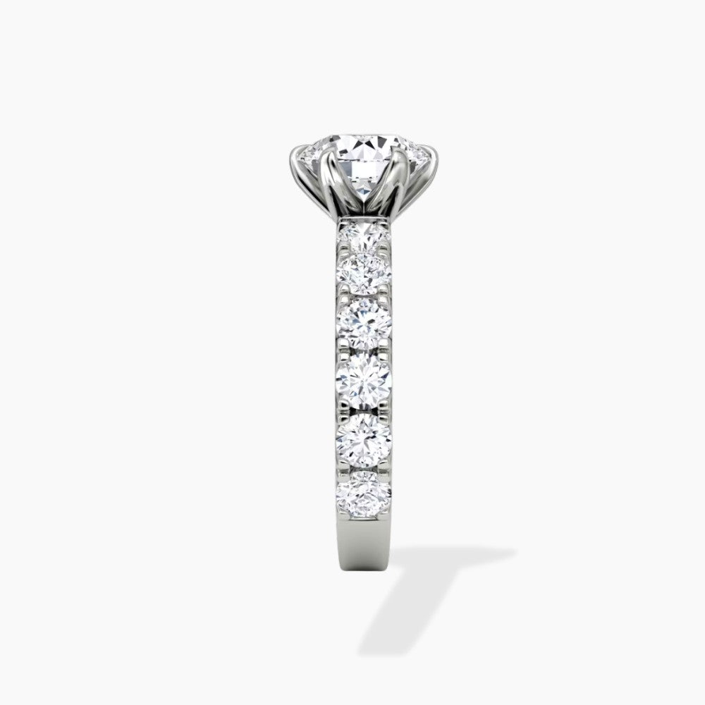 ⁠Round Cut Eternity Band Solitaire Engagement Ring in Solid Gold⁠