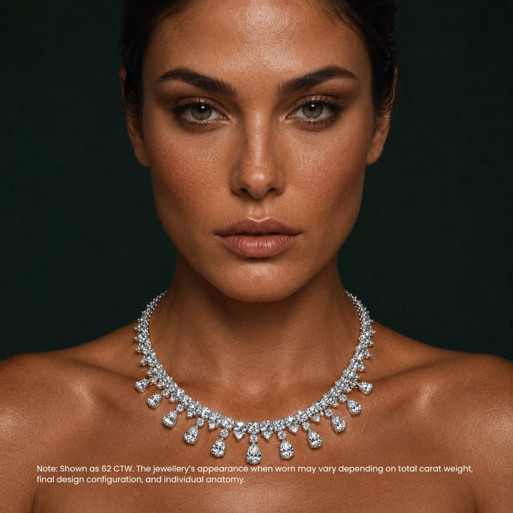 Vivienne Pear Cut Fringe Diamond Tennis Necklace⁠