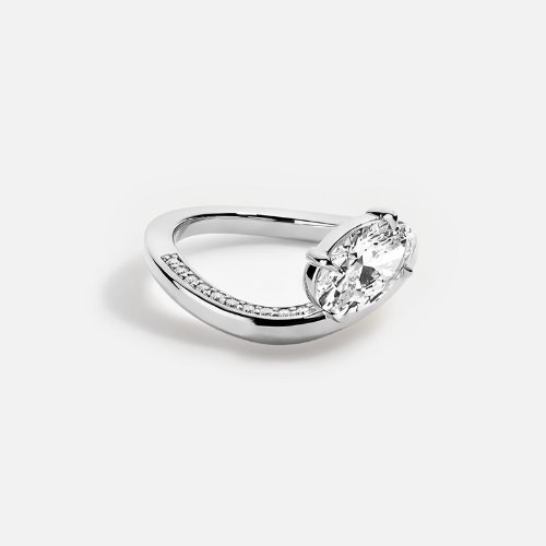 18K Solid Gold Elaf Oval Diamond Engagement Ring