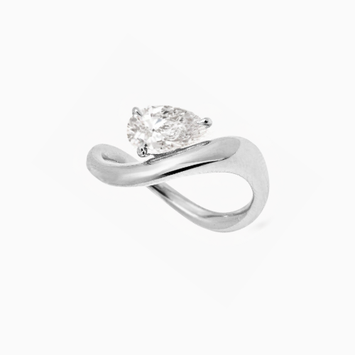18K Solid Gold Farida Pear Diamond Engagement Ring