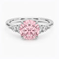 Trilogy Fancy Colored Lab Diamond Ring (Pear Side Diamonds) in White Gold 18K