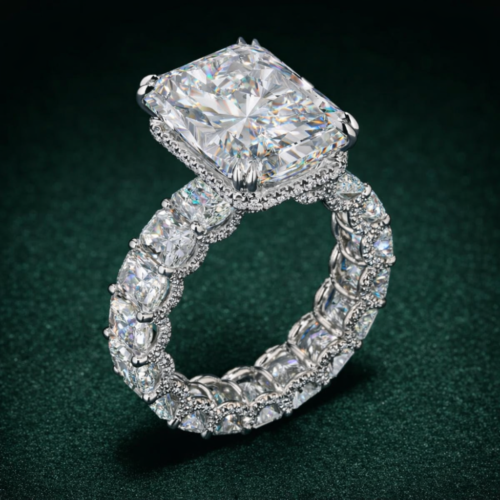 11 Carat Set of Jana Eternity Radiant (7 ct. tw.)  +  Radiant Eternity (4 ct. tw.) Lab Diamond Rings in White Gold 18K | IGI and SGL certificates