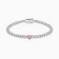 Pink Heart Tennis Lab Diamond Bracelet (20 ct. tw.) 18K White Gold