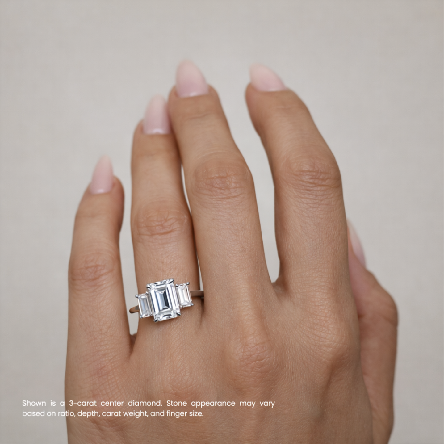 Trilogy Tapered Emerald Sides Lab Grown Diamond Engagement Ring in 18k Gold