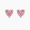 Pink Heart Stud Lab Diamond Earrings ( 2 ct * 2 ) 18K Gold