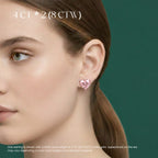 18K Solid Gold Pink Heart 8 Carat Lab Diamond Stud Earrings Pair