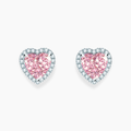 Halo Pink Heart Stud Lab Diamond Earrings ( 3 ct * 2 ) 18K Gold