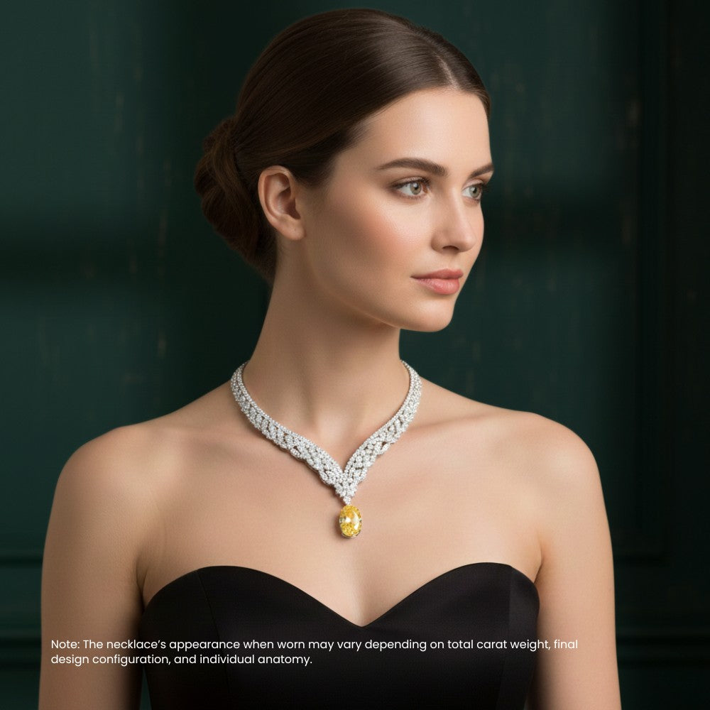 Fancy Yellow Oval Focal Diamond High Jewellery Necklace⁠