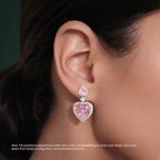 18K Solid Gold Gracia 7 Carat Pink Heart Drop Earrings