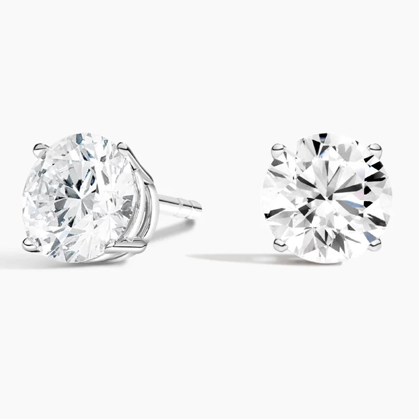 Round Stud Lab Diamond Earrings ( 4.5 ct * 2 ) 18K Gold