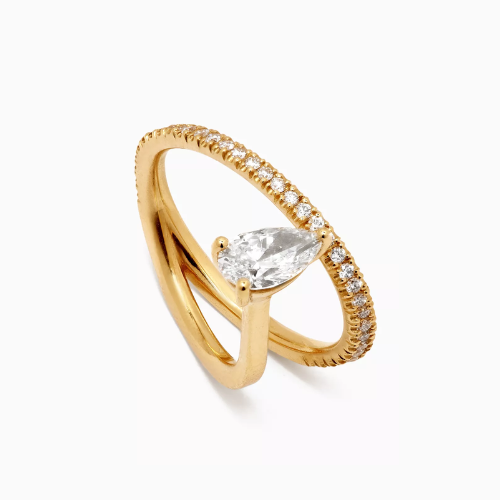 18K Solid Gold Melanie Pear Diamond Engagement Ring