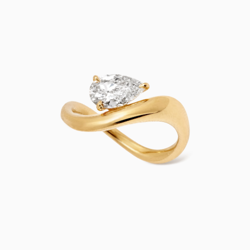 18K Solid Gold Farida Pear Diamond Engagement Ring