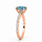 18K Solid Gold Ocean Eyes Fancy Blue Oval Lab Diamond Ring