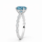 18K Solid Gold Ocean Eyes Fancy Blue Oval Lab Diamond Ring