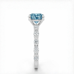 18K Solid Gold Ocean Eyes Fancy Blue Oval Lab Diamond Ring
