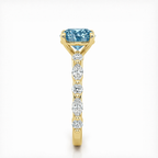 18K Solid Gold Ocean Eyes Fancy Blue Oval Lab Diamond Ring