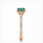 18K Solid Gold Forest Muse Fancy Green Oval Lab Diamond Ring