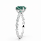 18K Solid Gold Forest Muse Fancy Green Oval Lab Diamond Ring