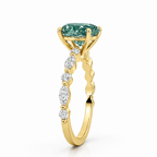 18K Solid Gold Forest Muse Fancy Green Oval Lab Diamond Ring